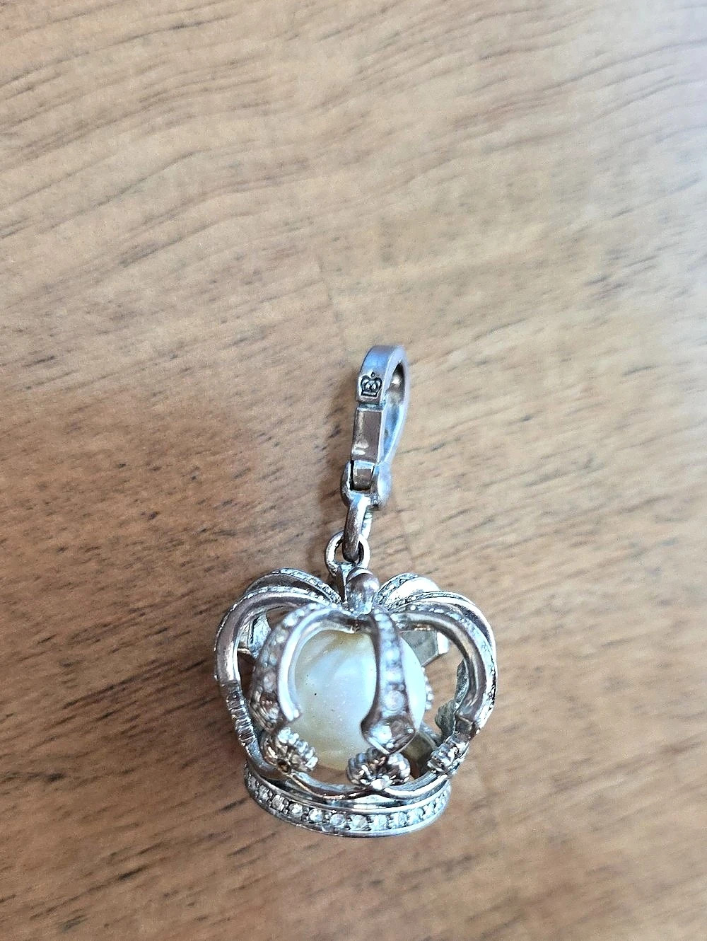Juicy Couture Crown with Pearl Charm Necklace in Silver